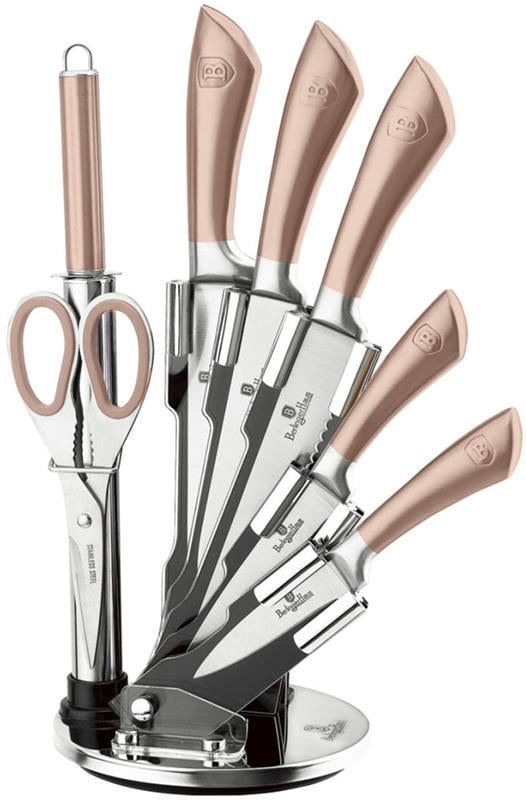 Набір кухонних ножів Berlinger Haus Rose Gold на акриловій підставці 7 предметів (2374BH)