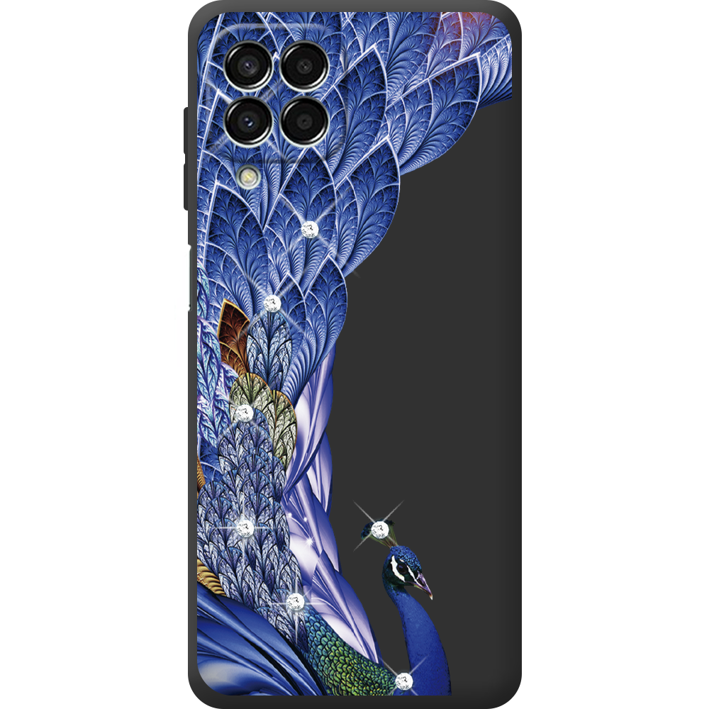 Чехол BoxFace Samsung Galaxy M33 5G (M336) Павлин со стразами Черный силикон (44472-rs7-44482)