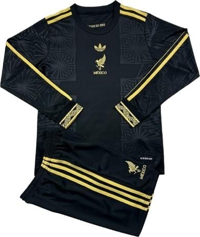 Футбольная форма с длинным рукавом детская сборной Мексики 2025 домашняя F0184 125-135 см Черно-золотой (49413-383)