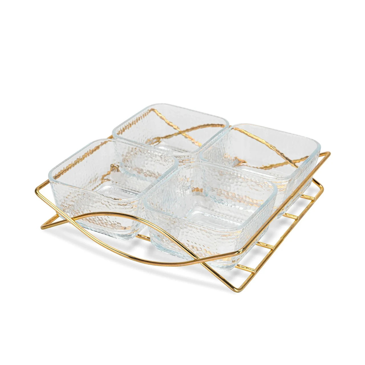 Менажниця сервірувальна Fissman 21,5x21x5,8 см на сталевій підставці зі скла (16393)