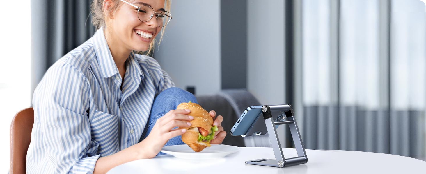 Подставка для телефона UGREEN настольная металлическая складная Серый (50324) - фото 9