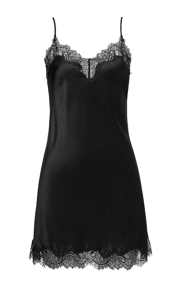 Ночная рубашка шелковая Sainted Sisters S Черный (L32002P-black)