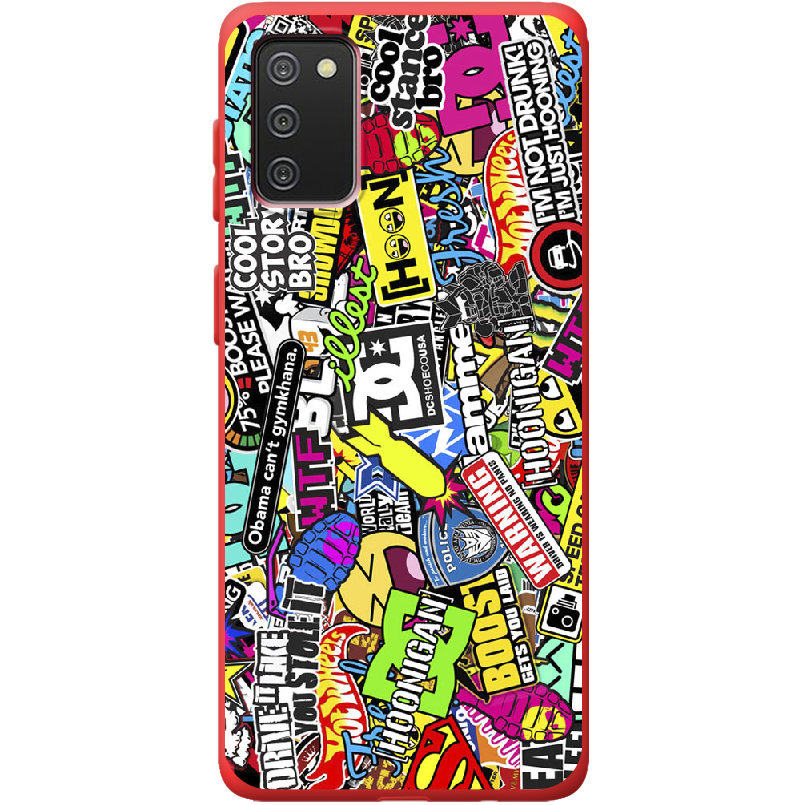 Чехол BoxFace Samsung A025 Galaxy A02S Multicolored Inscriptions Красный силикон (41511-up880-41675) - фото 1