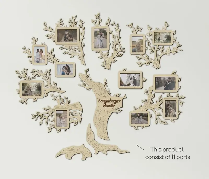 Фотоколлаж настенный Семейное дерево ручной работы на 12 фото Натуральный (tree_many_leaves_l) - фото 3 Фотоколлаж настенный Семейное дерево ручной работы на 12 фото Натуральный (tree_many_leaves_l) - фото 3