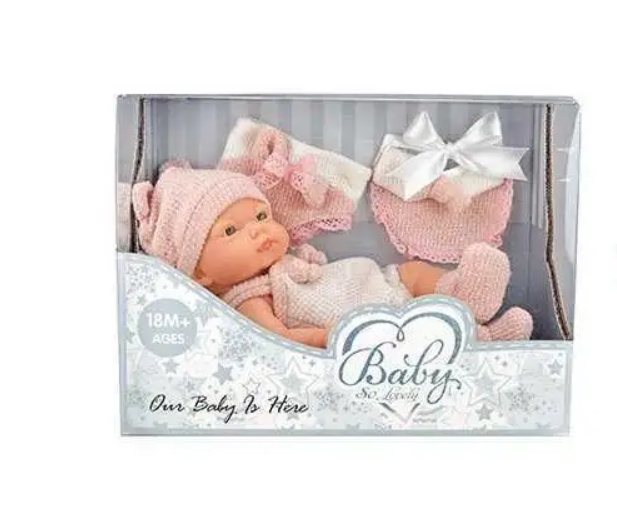 Пупс 203-2 шапочка та шкарпетки в коробці 25 см