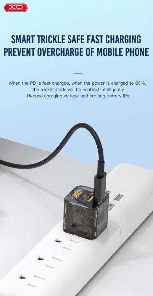 Зарядка швидка Xo CE05 QC3.0 PD30W Type C/USB кабель Type-C Brown (36823) - фото 6 Зарядка швидка Xo CE05 QC3.0 PD30W Type C/USB кабель Type-C Brown (36823) - фото 6