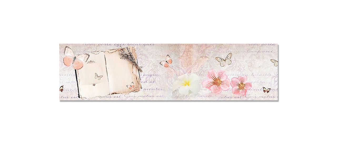 Кухонный фартук Бабочки письмо из самоклеющейся виниловой пленки 65х250 см Розовый