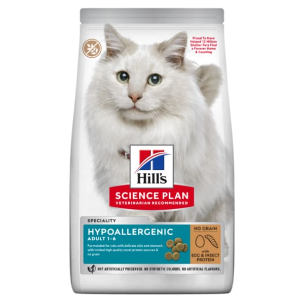 Корм сухой для кошек Hill's Science Plan Feline Hypoallergenic с яйцом и насекомыми 1,5 кг