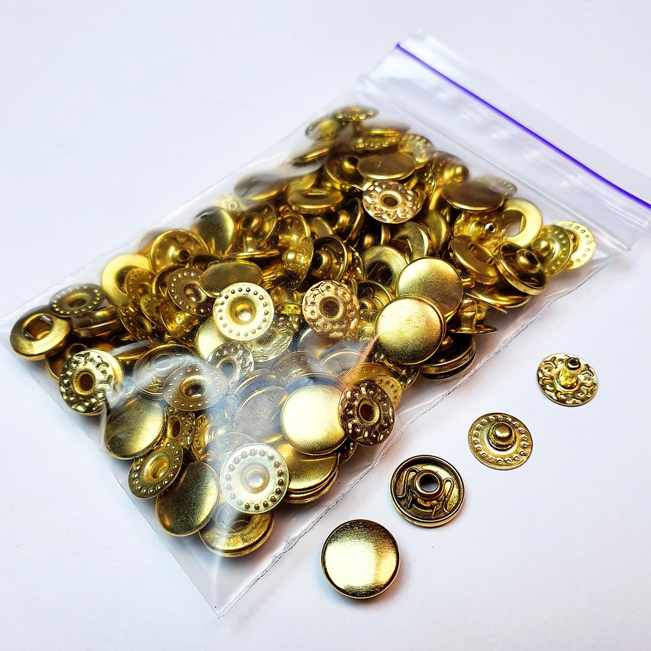 Кнопка металева Strong Alfa VT-2 10,5 мм 20 шт. Золотий