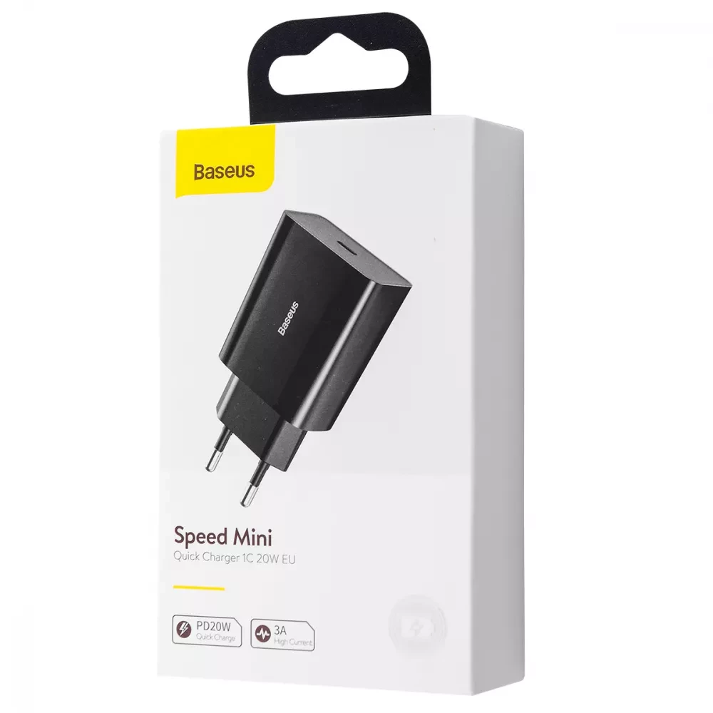 Зарядний пристрій мережевий Baseus Speed ​​Mini PD Charger 20W 3А 1 Type-C блок для зарядки Чорний - фото 2