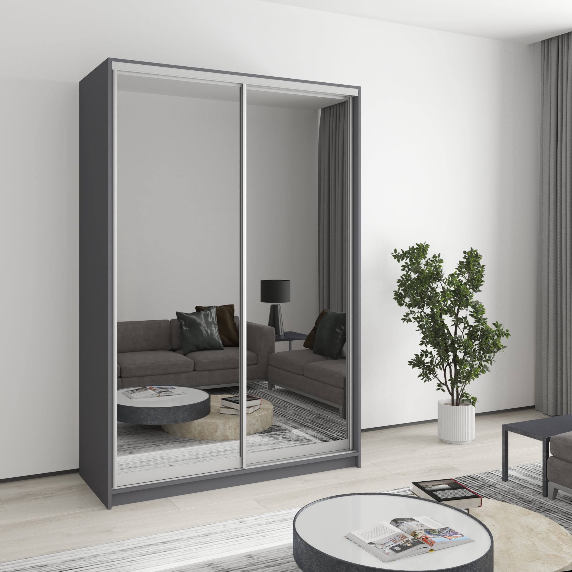 Шкаф-купе двухдверный Mebel Star Стандарт AL MBS-2526 140х60х210 см Антрацит (1003480) Шкаф-купе двухдверный Mebel Star Стандарт AL MBS-2526 140х60х210 см Антрацит (1003480)