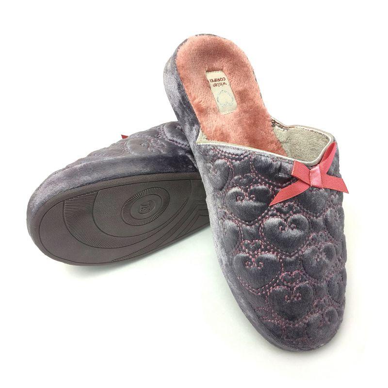 Тапочки домашние женские Корифей Сердечки 31460 p. 40 25-25,5 см Серый