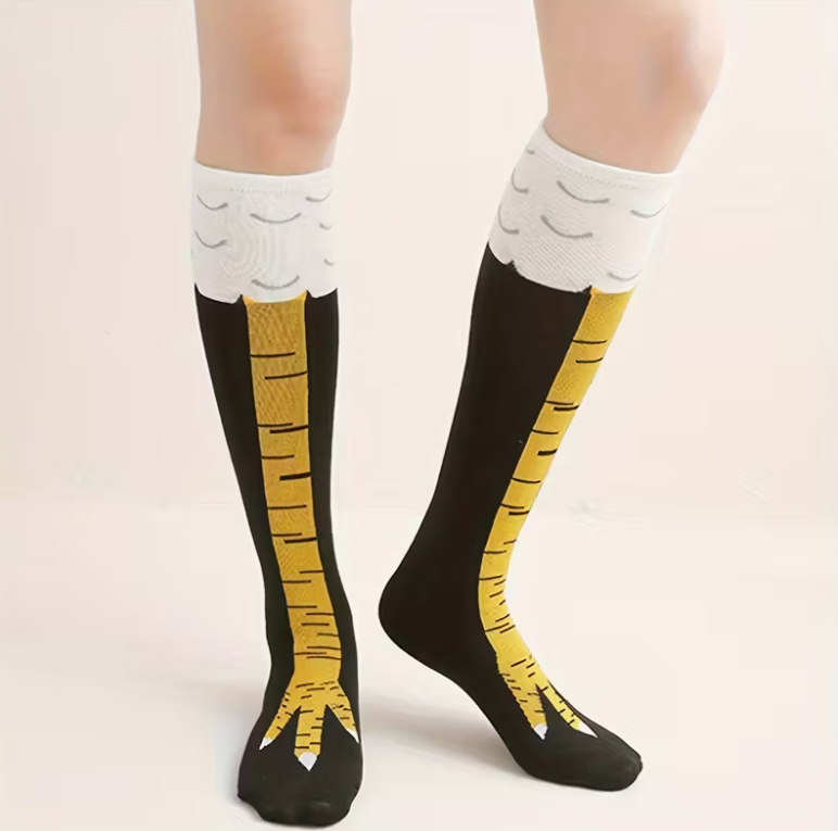 Панчохи жіночі до коліна Курячі лапки для вечірок і повсякденного стилю Чорно-жовтий (1313)