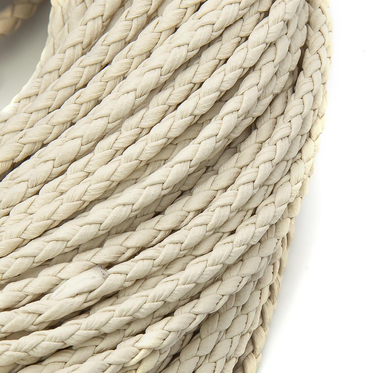 Шнур кожзам плетеный матовый 3 мм 1 м Молочный (ШИ0003м03)