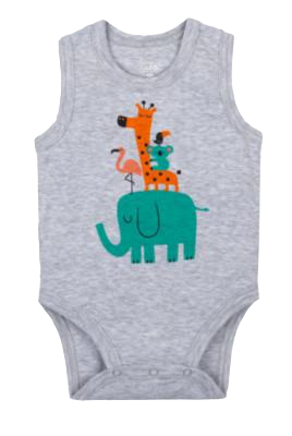 Боди-майка летнее хлопковое для мальчика на кнопках Gabbi BD-21-4-2 68 см Серый меланж (12600)