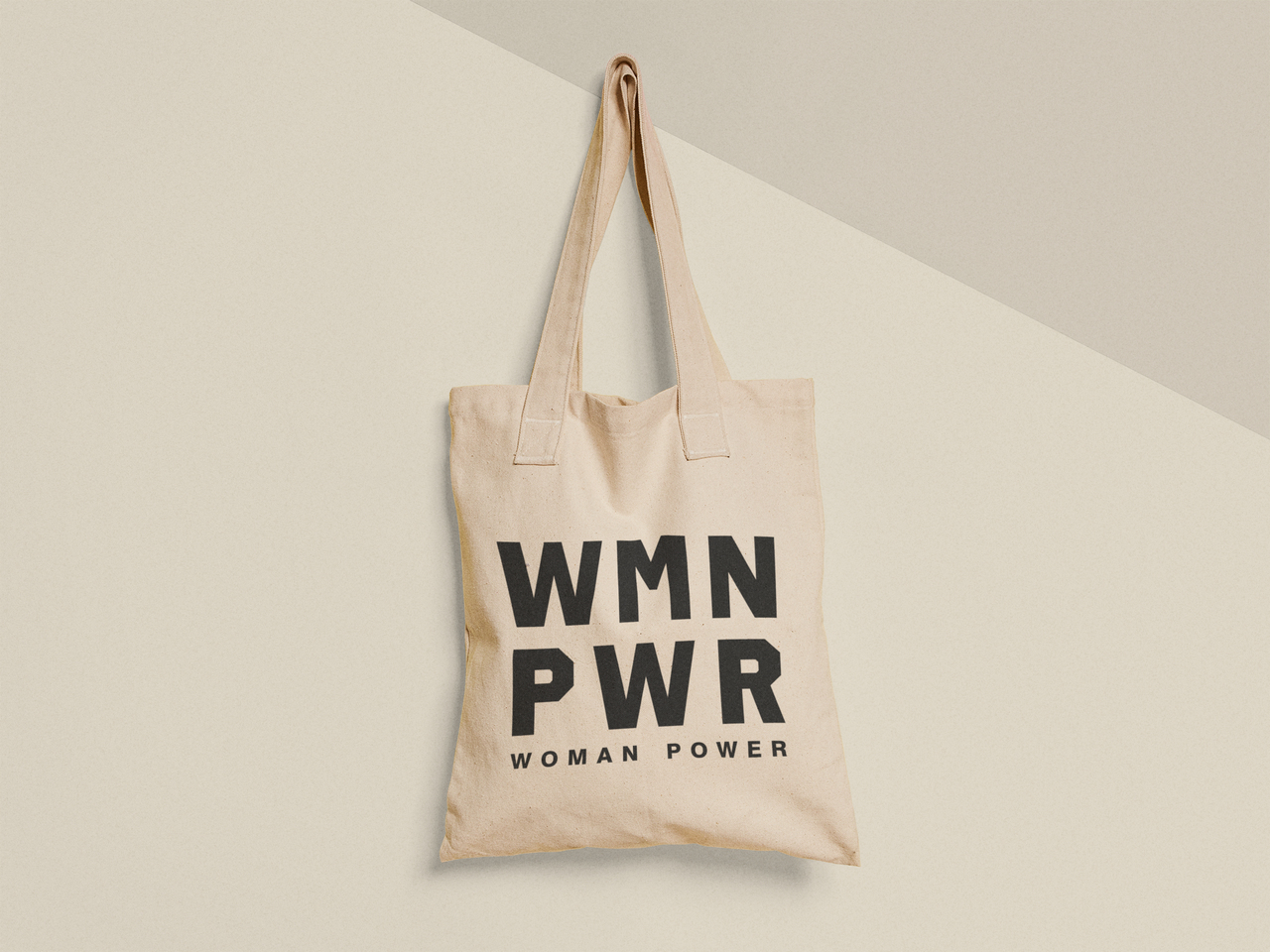Эко-сумка шоппер с принтом "Woman power" 38х40 см Бежевый (ПН412-Т)