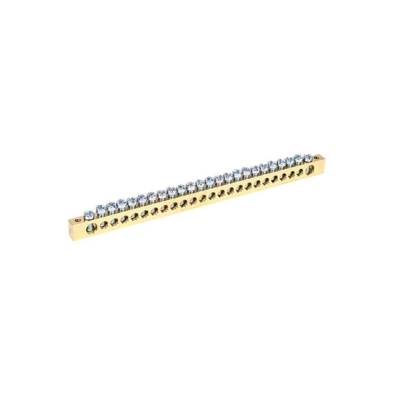 Шина нульова УЕК 24 отворів 8x12 мм мідь кріплення по краях (YNN21-24-100)