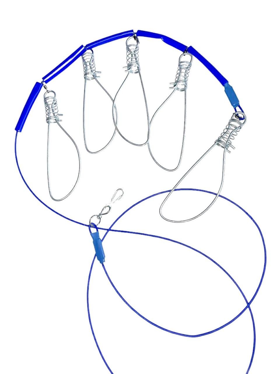 Кукан рибальський на 5 карабінів металевий трос (1649710900)
