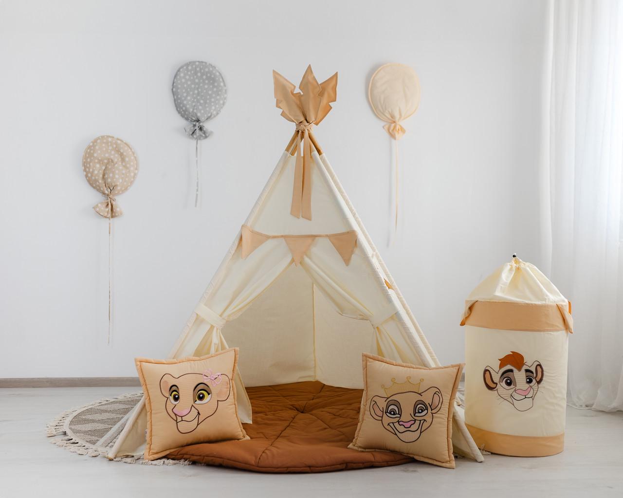 Вігвам для дітей Король Лев з матрацом 150 см та подушками з кошиком - фото 4 Вігвам для дітей Король Лев з матрацом 150 см та подушками з кошиком - фото 4
