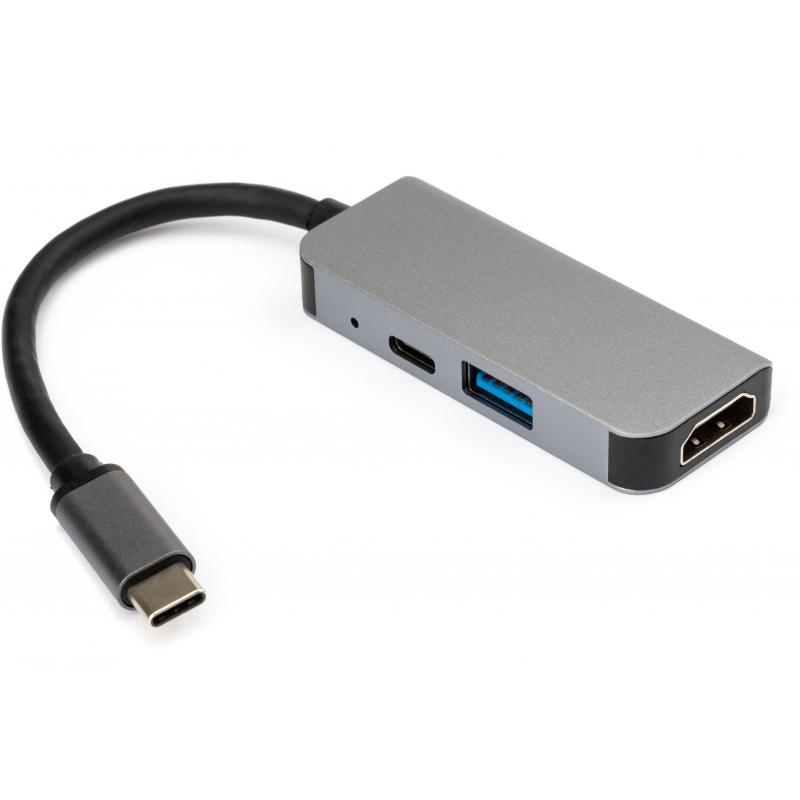 Концентратор USB-хаб Vinga Type-C to 4K HDMI USB3.0 PD Aluminium (VCPHTC3AL) - фото 2