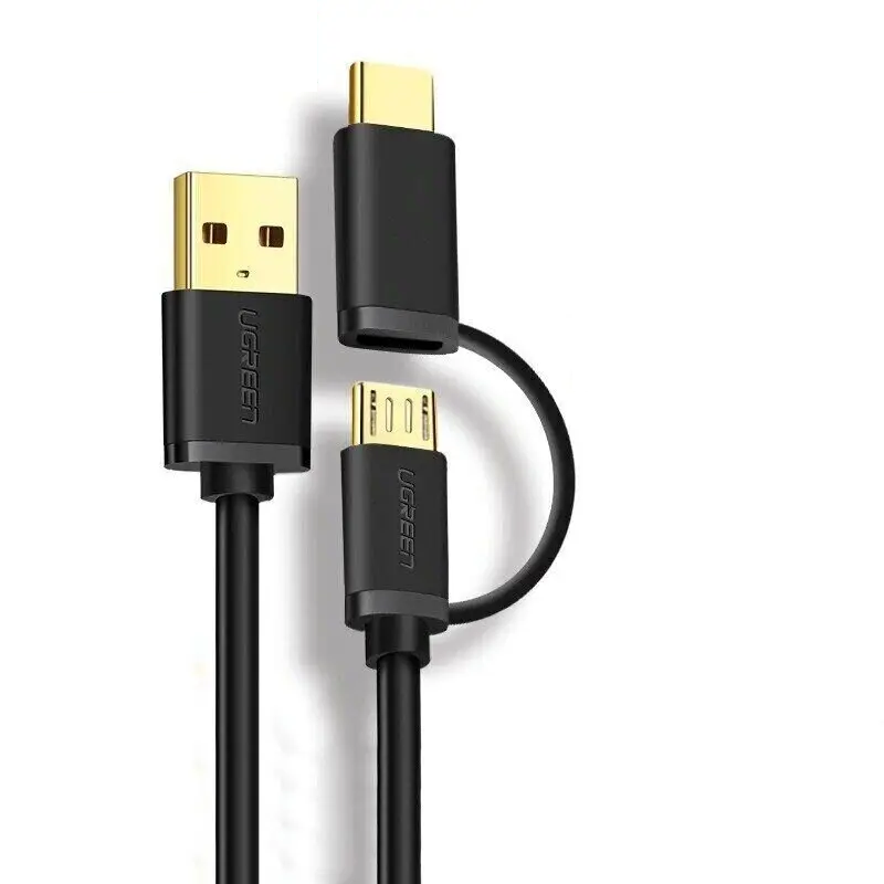 Кабель синхронизации 2в1 UGREEN Type-C/Micro-USB QC3,0 0,25 м Black (US142)
