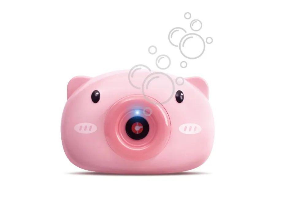 Фотоаппарат генератор Bubble Camera Свинка для мыльных пузырей на шнурке Розовый (UUU-876)