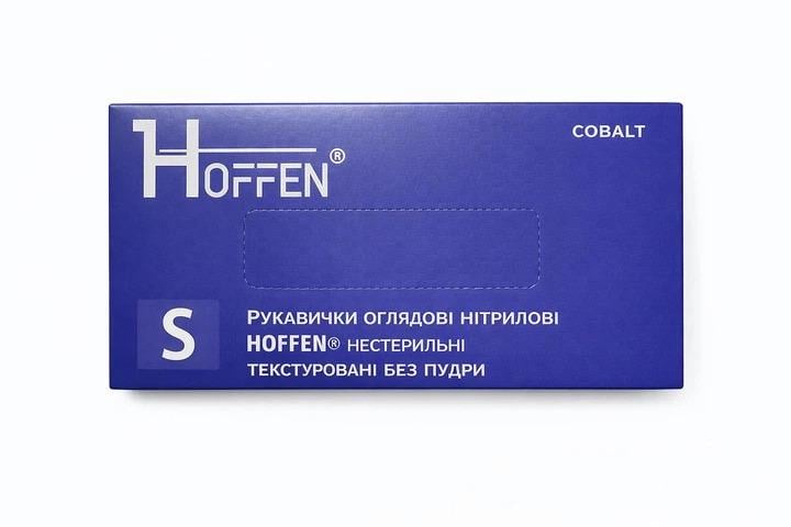 Рукавички нітрилові HOFFEN без пудри кобальт 100 шт. S Рукавички нітрилові HOFFEN без пудри кобальт 100 шт. S