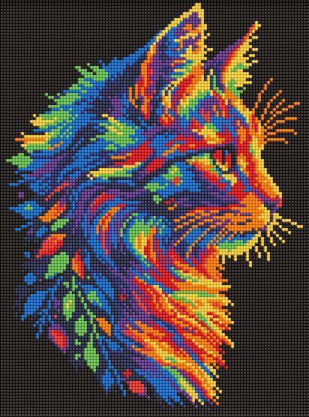 Алмазная мозаика Ideyka Яркий котик 30x40 см (Id-AMO20074)