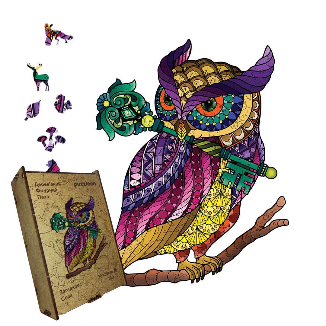 Пазл дерев'яний Загадкова Сова А4 картонна коробка 100 ел. (puzzlean-705-KART-А4) Пазл дерев'яний Загадкова Сова А4 картонна коробка 100 ел. (puzzlean-705-KART-А4)