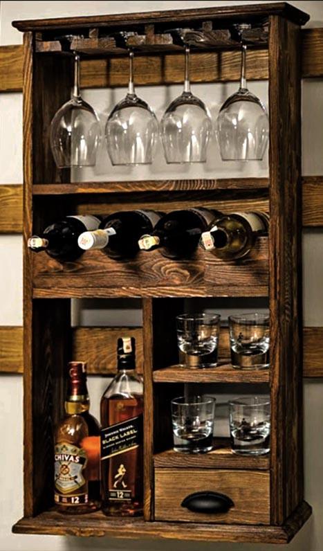 Полка для вина настенная из дерева Джосен Корица (ПНК-027433)