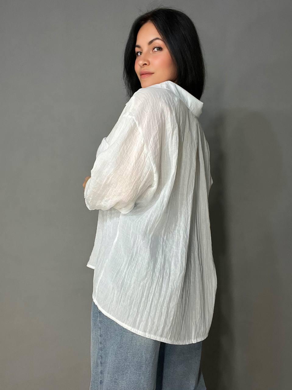 Рубашка женская Xingyue 388 с карманом жатка OS Белый (26730534) - фото 2 Рубашка женская Xingyue 388 с карманом жатка OS Белый (26730534) - фото 2