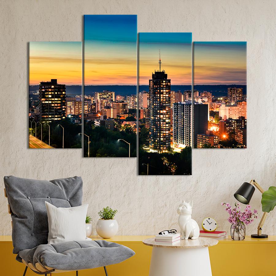 Картина міста Вогні нічного міста Гамільтон 149x106 см (A854-4)