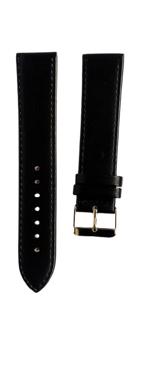 Ремешок для часов кожаный гладкий 22х185 мм XL Черный (3892)