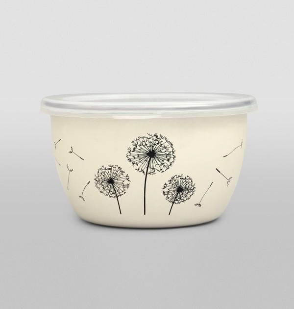 Кастрюля/лоток эмалированная с крышкой Metrot/metalac Одуванчик 1,1 л (22-66-004047)