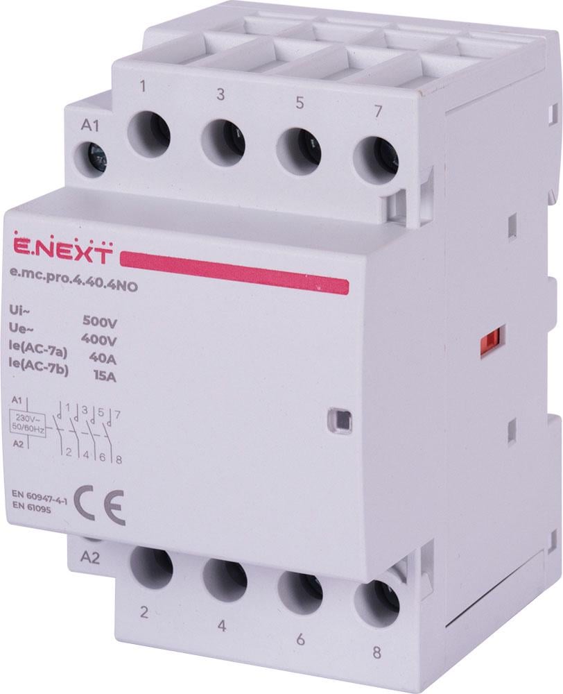 Контактор модульний E.NEXT e.mc.pro.4.40.4NO 4P 40А 4NO 220V (p005207)