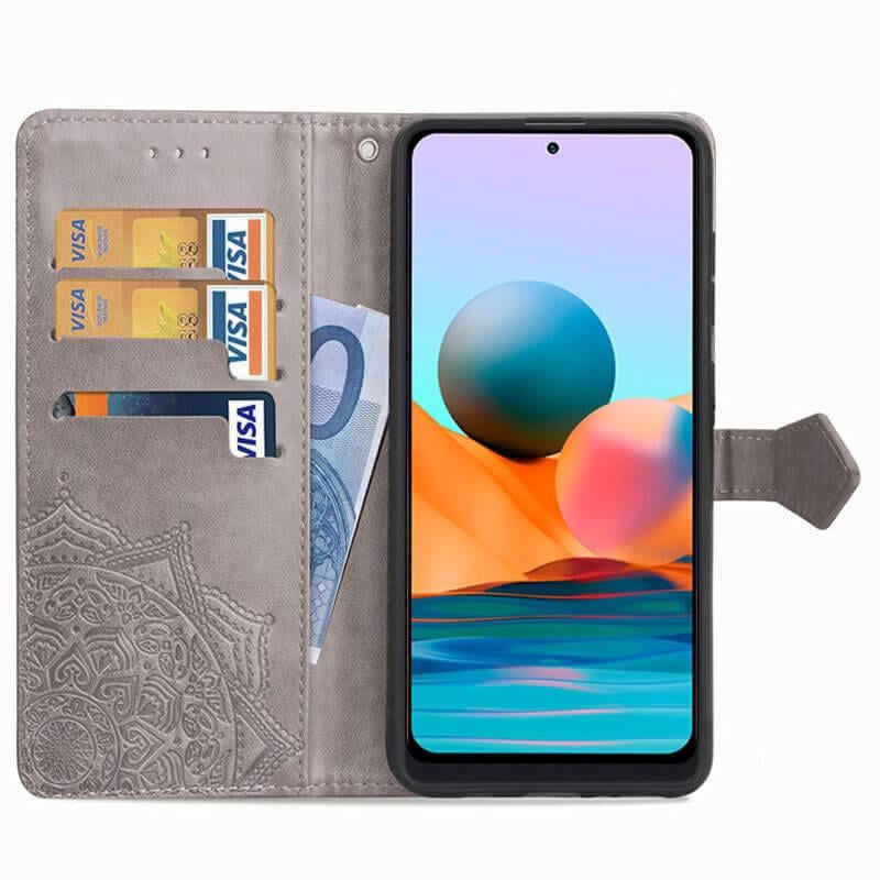 Кожаный чехол (книжка) Art Case с визитницей для Xiaomi Redmi Note 10 Pro / 10 Pro Max Серый - фото 3