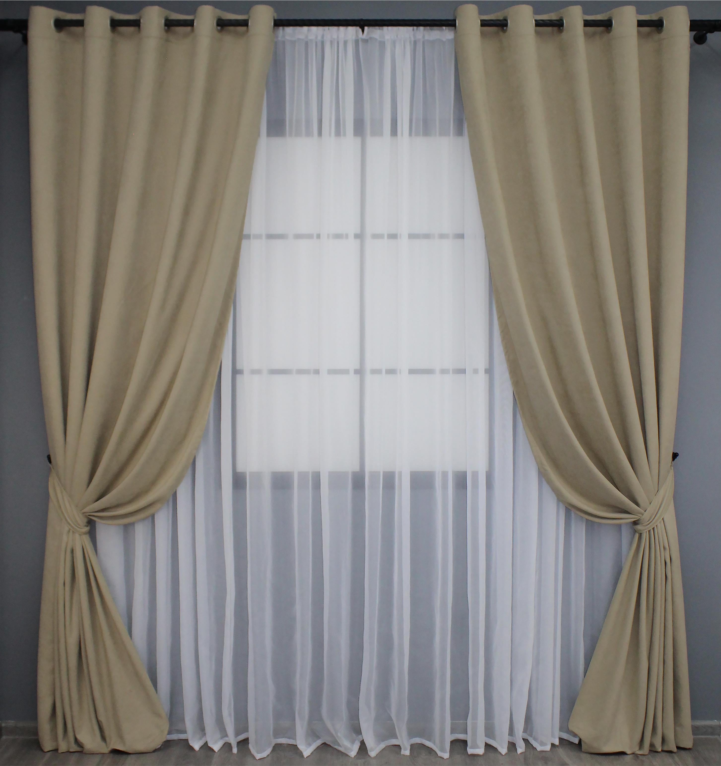 Комплект штор на люверсах VR-Textil Sparta №1196ш микровелюр 150х270 см 2 шт. Бежевый (37-0120) Комплект штор на люверсах VR-Textil Sparta №1196ш микровелюр 150х270 см 2 шт. Бежевый (37-0120)