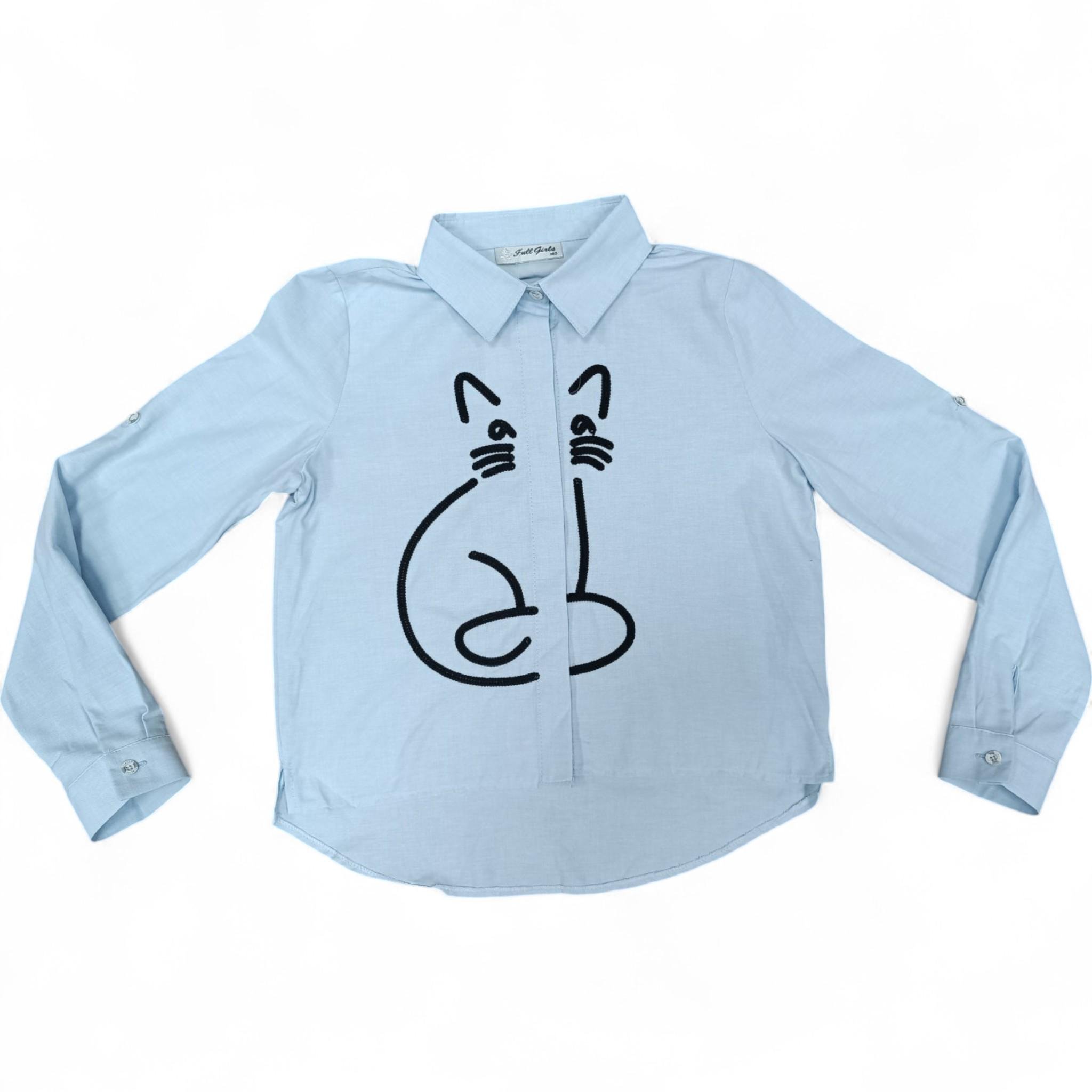 Рубашка для девочки Full girls 02456 с длинным рукавом 146 см Blue (B_02456Blue/146)