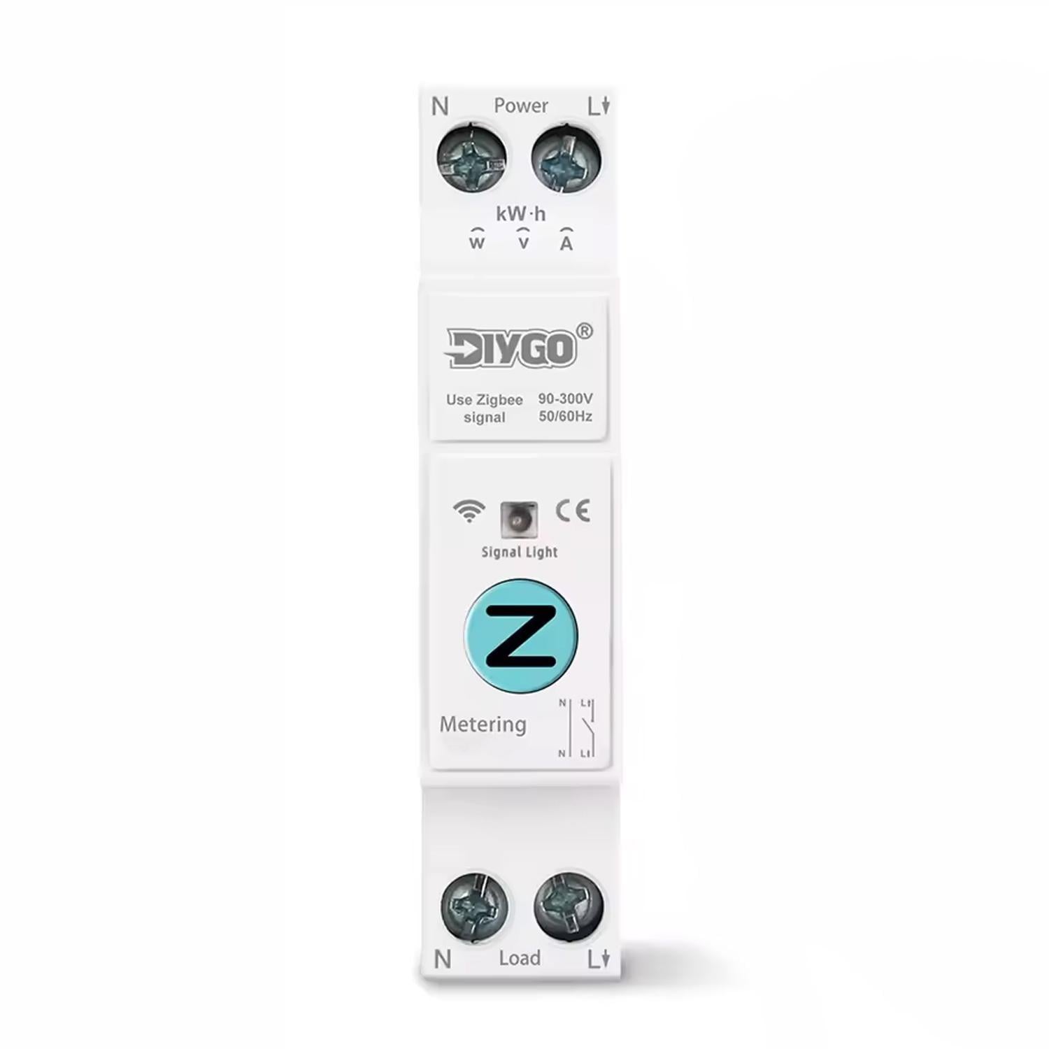 Умный ZigBee выключатель DiyGo с счетчиками/таймером 1P+N 63A 230V Smart Life/Tuya (DGB-63ZM-63A)