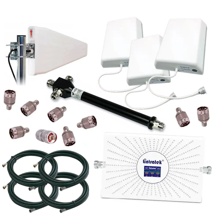 Комплект підсилювача зв'язку та інтернету Lintratek AA-23F-GDW всечастотна направлена антена/внутрішні антени 3 шт. 70 дБ (30475599)