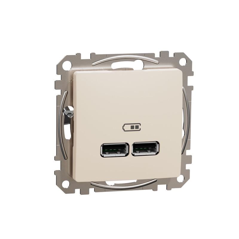 Розетка Schneider Electric USB тип A+A Sedna Design&Element 21А ABS-PC Бежевий (SDD112401)