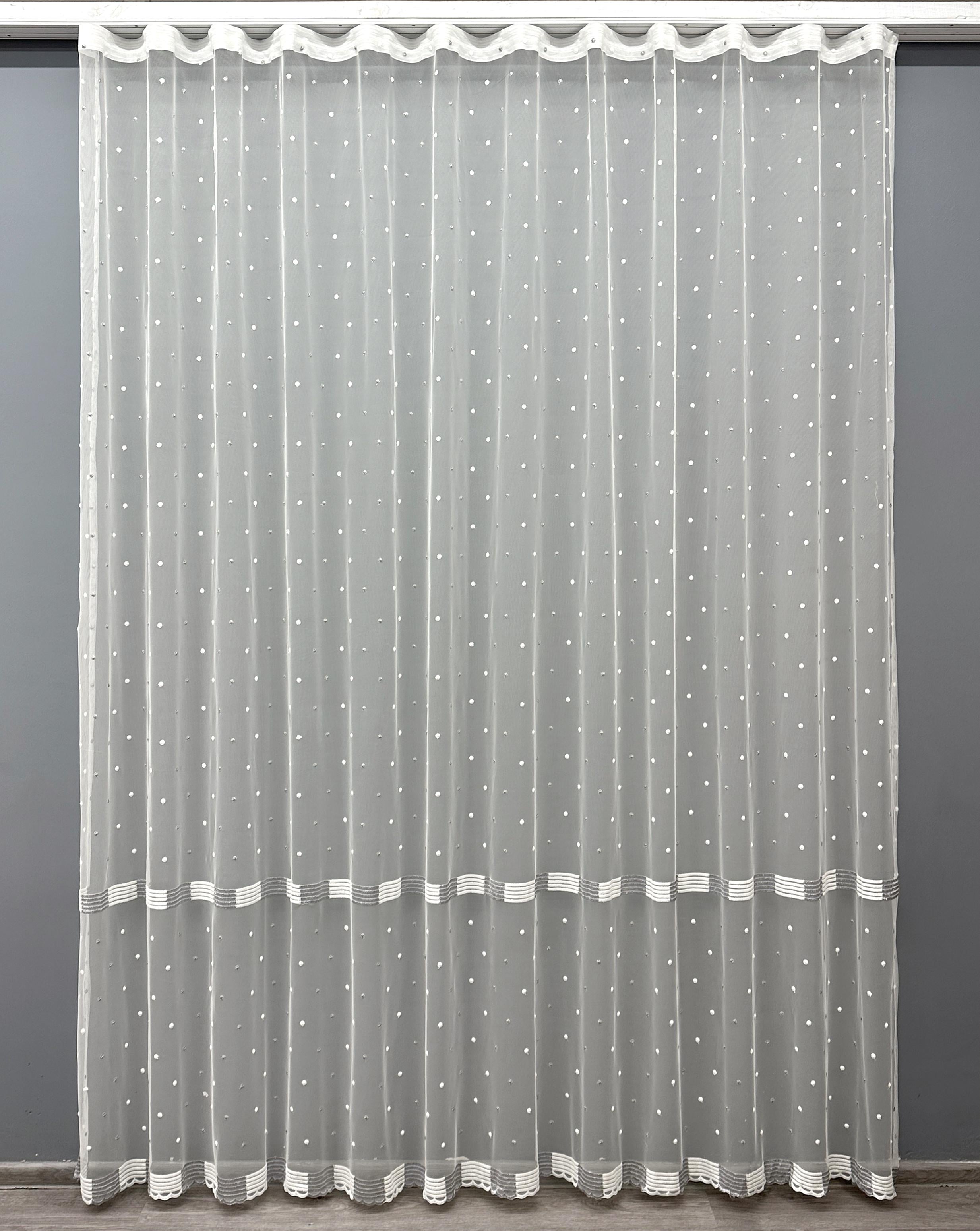 Тюль VR-Textil 1631т Грек-сетка с вышивкой и люрексом 300х270 см Молочный/Серый (42-0596)