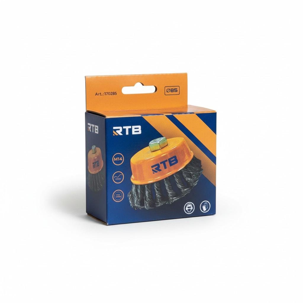 Щетка кромки чашечная RTB для УШМ стальная жгутированная проволока 85 мм (170285)