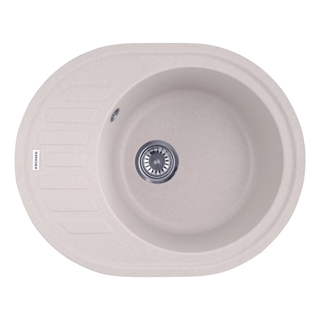 Мойка для кухни врезная Kroner KRP Komposit COL 6250 овальная 620х500 мм Песочный (CV027414)