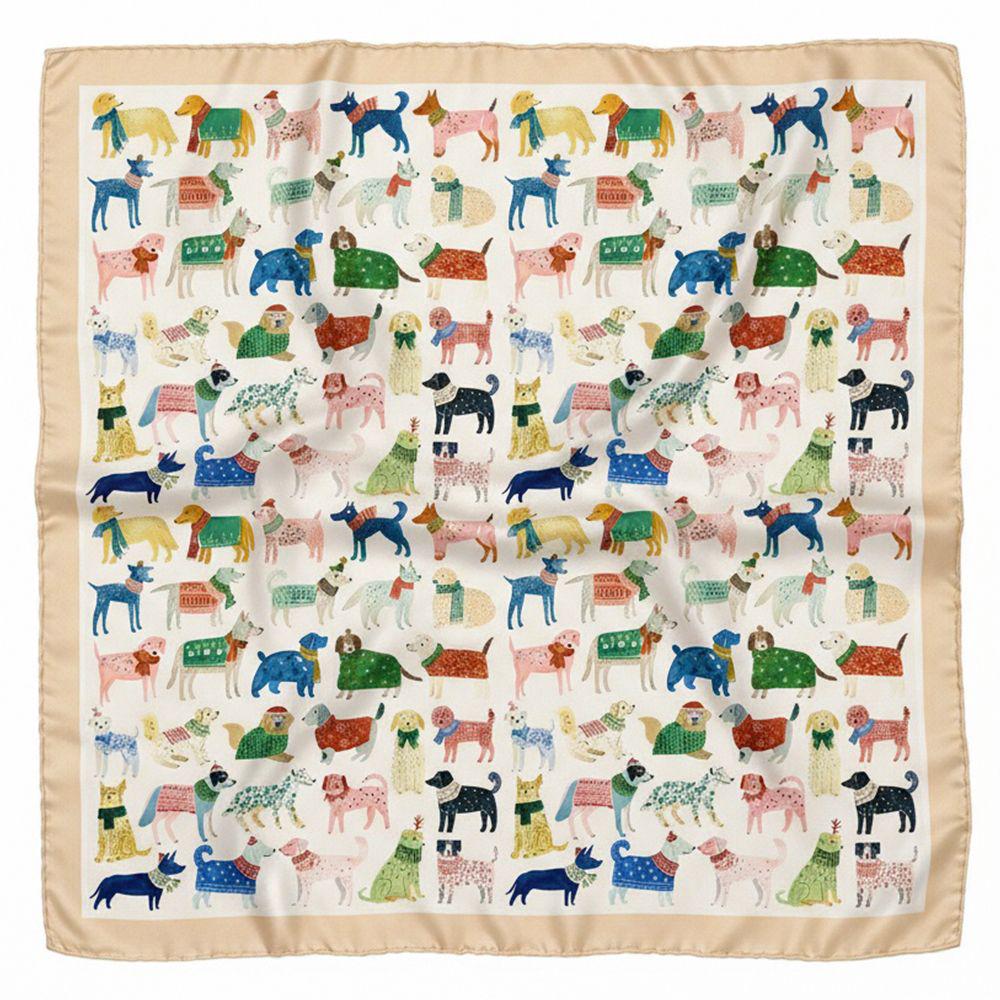 Платок шелковый Presentville Армани с принтом Утепленные собачки 68х68 см (HUST_26NY006)