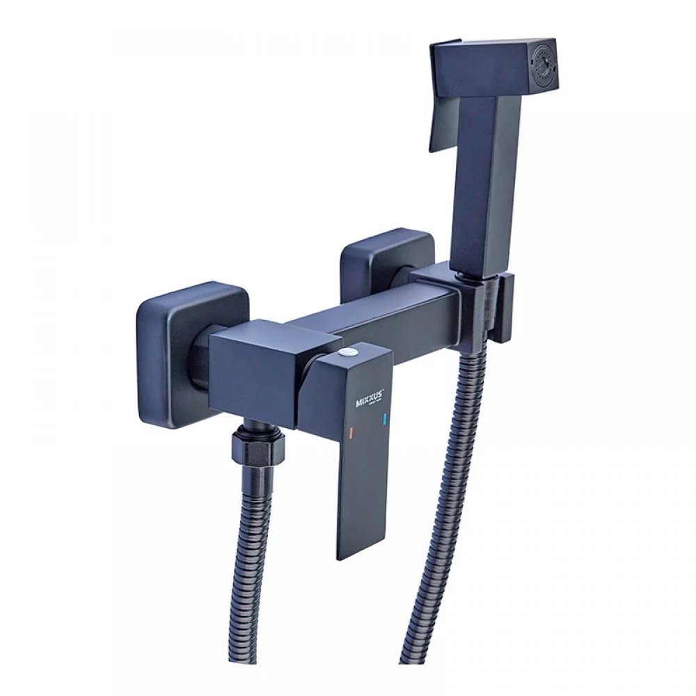Смеситель настенный MIXXUS KUB-222 с гигиеническим душем Black (MI6019) Смеситель настенный MIXXUS KUB-222 с гигиеническим душем Black (MI6019)