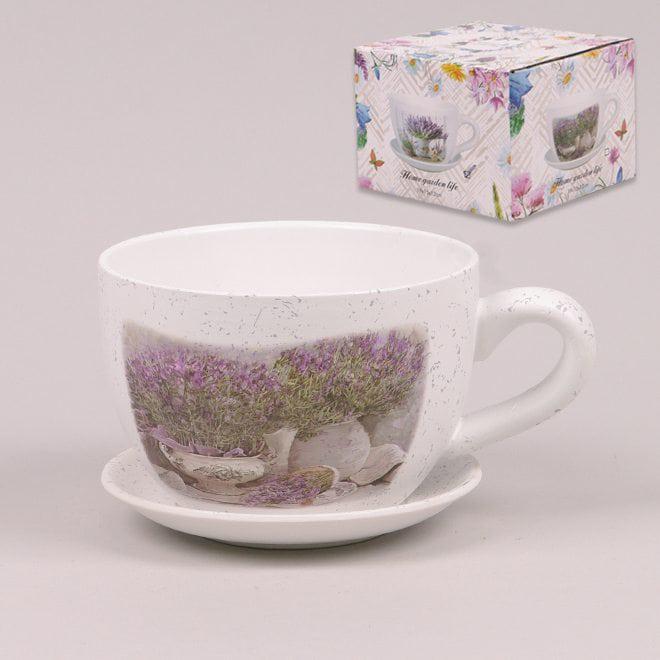 Горшок керамический Flora Чашка с подставкой (36651)