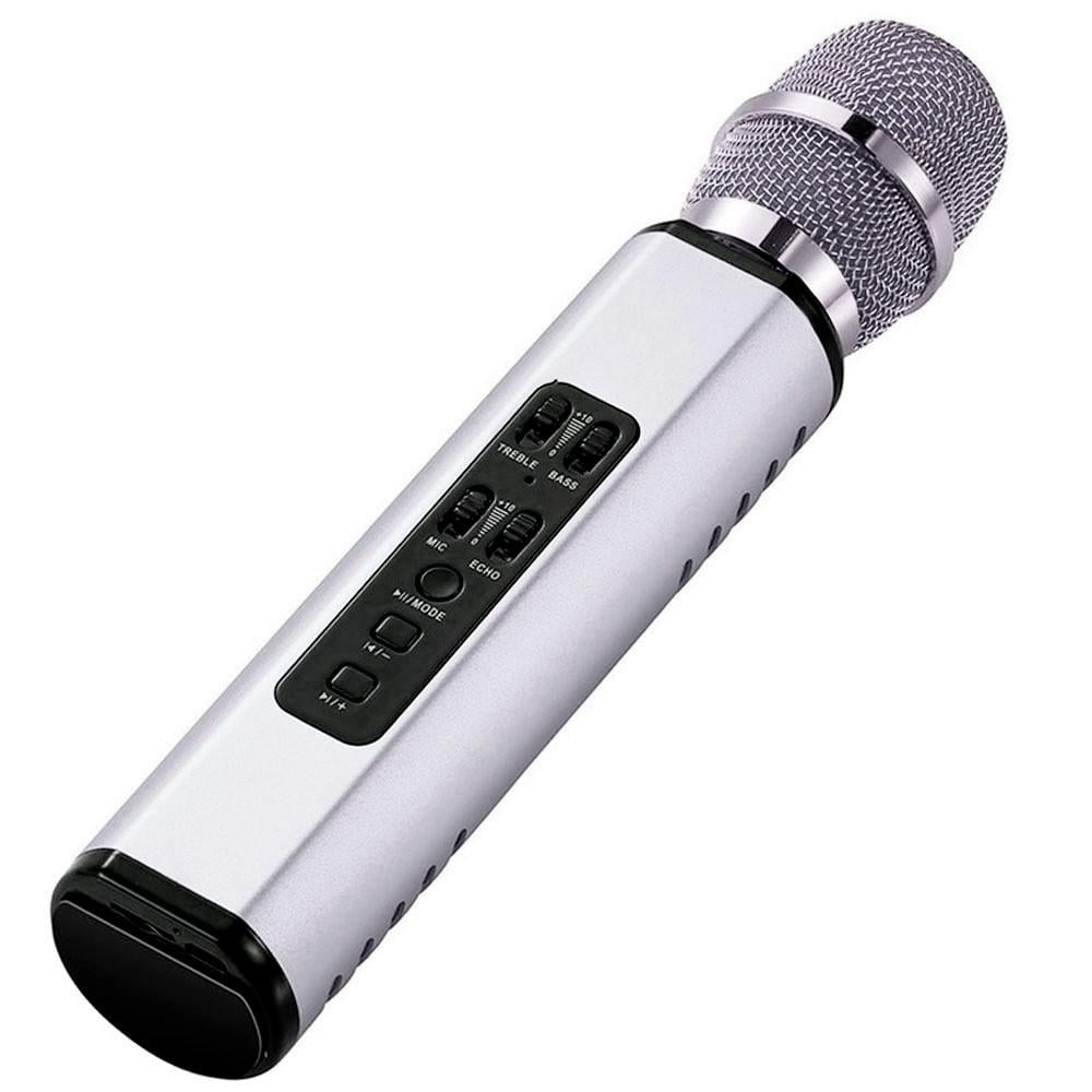 Микрофон-караоке беспроводной Losso K6 Premium со встроенным динамиком и Bluetooth Silver (18962)
