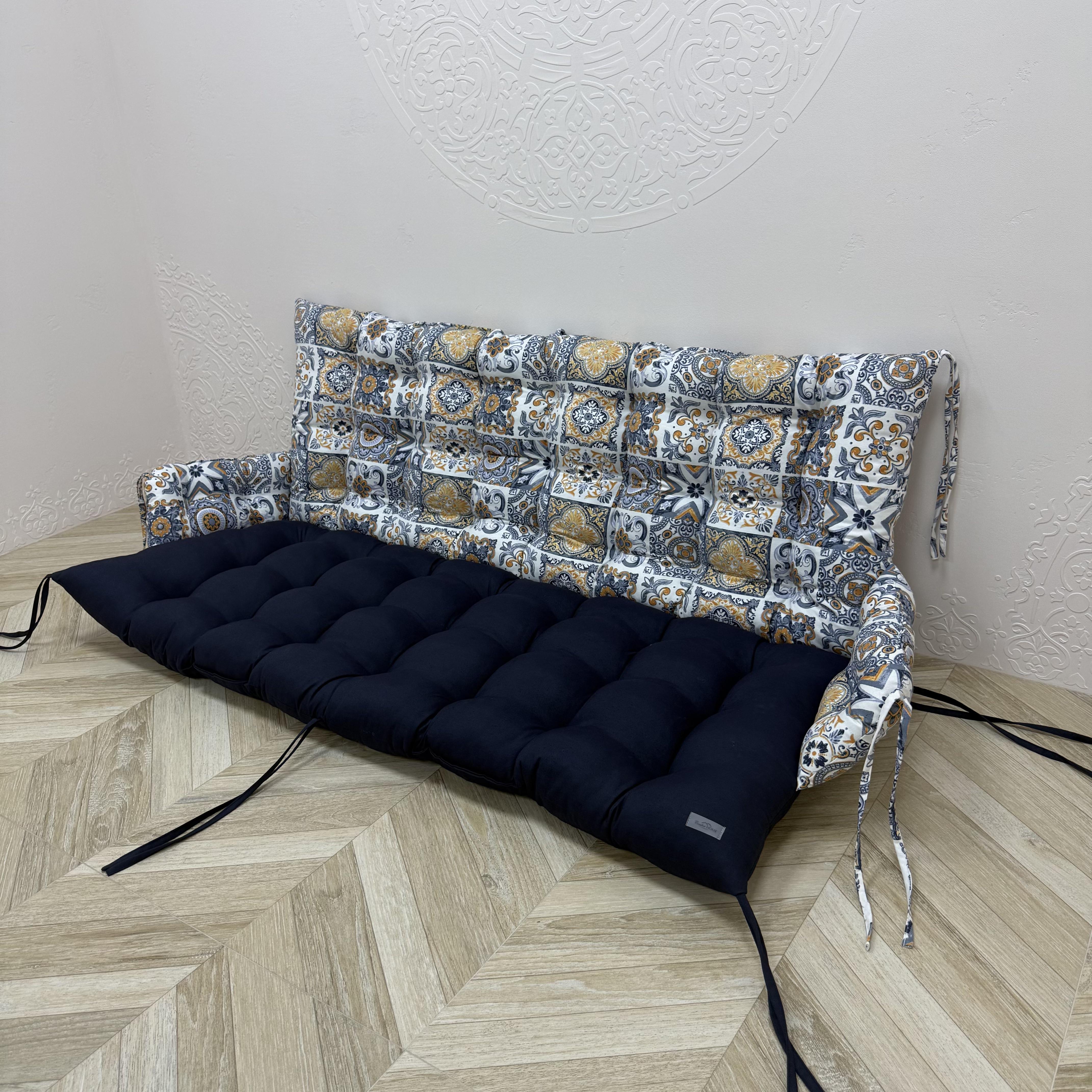 Подушка с бортами комбинированная Сomfort Home Abstraction на поддоны/качели/каркасы/садовую мебель панама 100х50х50х20 см