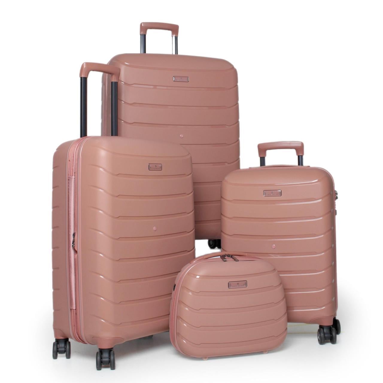 Набор чемоданов Франция Snowbal полипропилен LL/M/S+BC 4 шт. Пудровый (61303)